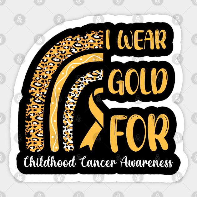 I Wear Gold For Childhood Cancer Awareness Shirt, Warrior , Cancer Support , Childhood Cancer , Gold Ribbon Sticker by Abddox-99